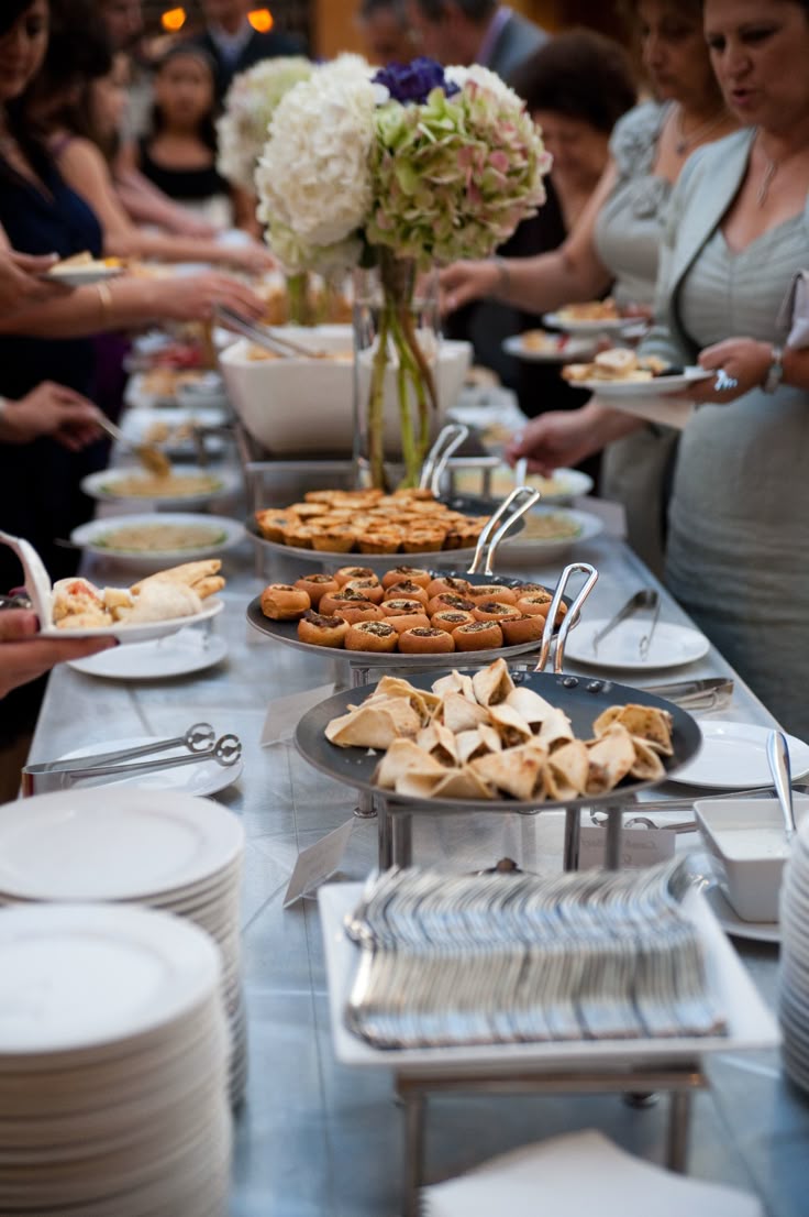 Elegant buffet spread with floral styling